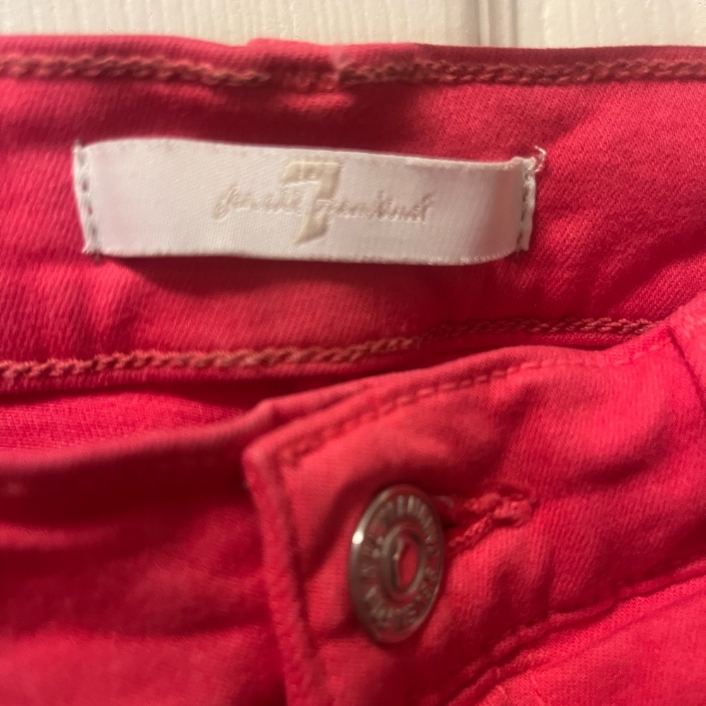 7‎ For all Mankind Women’s Red Stretch Skinny Ankle Jeans Sz 26. - Picture 3 of 6